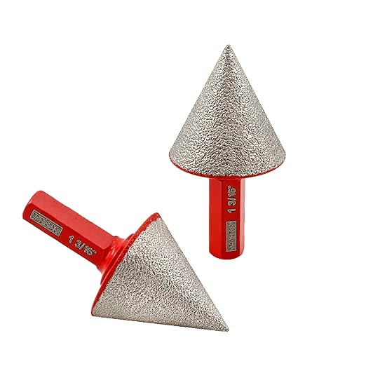 DT-DIATOOL Diamond Beveling Chamfer Bit 1-3/16 Inch with Hex Shank, 2-Pack for Tile Porcelain Ceramic Granite Marble Existing Holes Enlarging Polishing Shaping Trimming Repairing