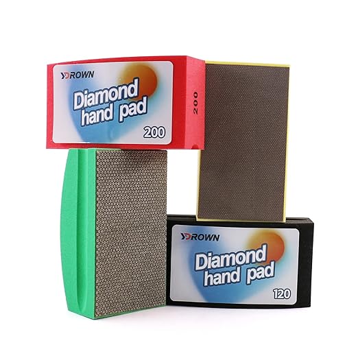 Diamond Hand Polishing Pads Foam Back for Glass Granite Marble Concrete Stone Sanding and Polishing (4pcs/Set)