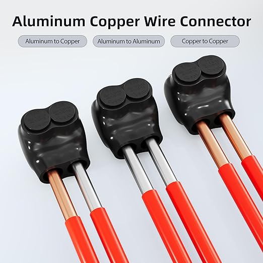 6 Pack 2 Port Insulated Multi Tap Connector 1/0-14AWG Black Insulated Connectors 3/16" Allen Hex Aluminum Wire Connector