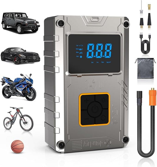 Bike pump, 150 PSI,Portable tire inflator for car,Air pump for car tires, Rapid Inflation Car Tire Inflator with Auto Shut-Off for cars