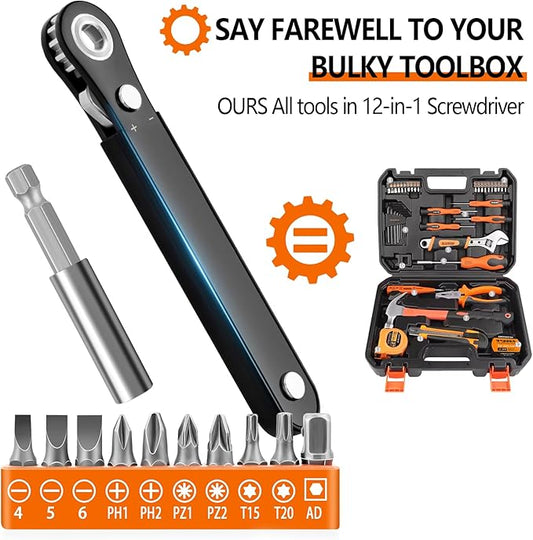 Right Angle Screwdriver Set Mens Gifts, Mini Ratcheting 90 Degree Offset Screwdriver Pocket Mini Low Profile Ratchet Wrench Bit Socket Set Sewing Machine Tool Stocking Stuffers Mens Gifts for Him