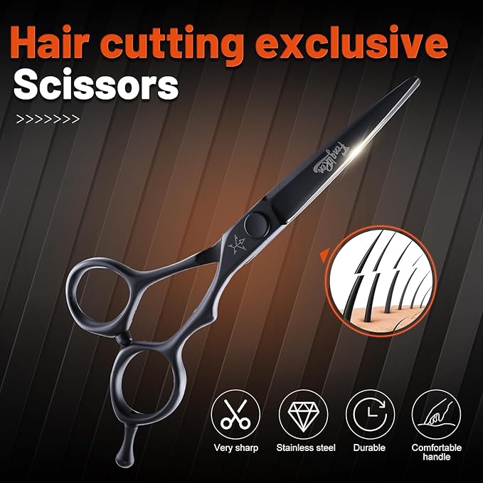 High-end Professional Extremely Very Sharp Barber Hair Cutting Scissors Hairdresser Shears For Hair 5.5 Inch Haircut Scissor Made Of Stainless Steel For Hairdressing Salon and Home Use