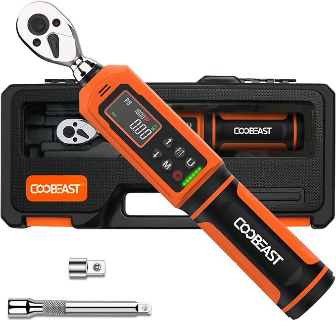 coobeast Digital Torque Wrench 1/4 Drive, 0.33-22.1 Ft.lbs./0.45-30Nm Range, Electronic Torque Screwdriver with Dual Direction Ratchet, Buzzer and LED Alert for Bicycle, Bike, DIY and Home Repair