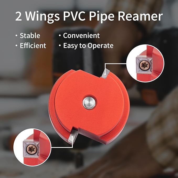 6Pcs Pipe Reamer with 2 Square Carbide Insert, 3/4inch, 1inch, 1-1/2inch, 2inch, 3inch, 4inch Head Aluminum, Fitting Saver, Socket Saver For SCH40 PVC, ABS PVC Pipe, CPVC