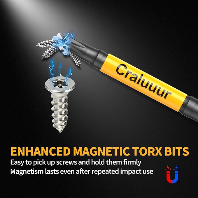 14PCS Impact Long Torx Bit Set, 6-Inch, T7?밫40, Tamper Proof Star Bits Set, Magnetic Security Torx Bit Set with 1/4 Inch Hex Shank, S2 Steel, Ideal for Automotive, DIY, Electronics