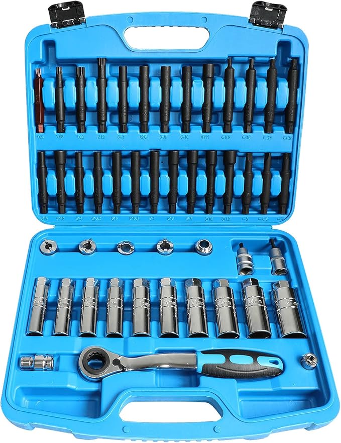 Shock Absorber Strut Nut Removal Fixed Kit Steering Hub Suspension Strut Spreader Remove Socket with Ratchet Adaptors (47pc)