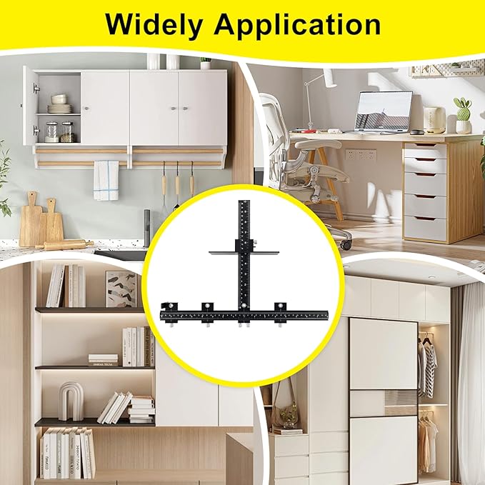 Aluminum Alloy Cabinet Hardware Jig - Precision Drilling Guide Tool for Cabinet Door/Drawer Handle & Knob Installation with 3 Drill Bits & Auto Punch, Hardware Jig for Woodworkers DIY