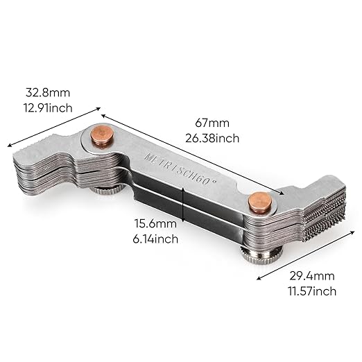Thread Pitch Gauges Measure Tool Set,Stainless Steel Thread Gauges, Metric & Imperial Screw Gauge SAE Whitworth 55 Degree & Metrisch 60 Degree Thread Pitch Gauge for Industrial Measurement