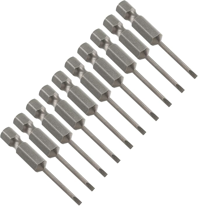 10 Pcs 2.5 Magnetic Slotted Screwdriver Bits S2 Steel Flat Head Screwdriver Bits with 1/4 Inch Hex Shank, 2 Inch Length