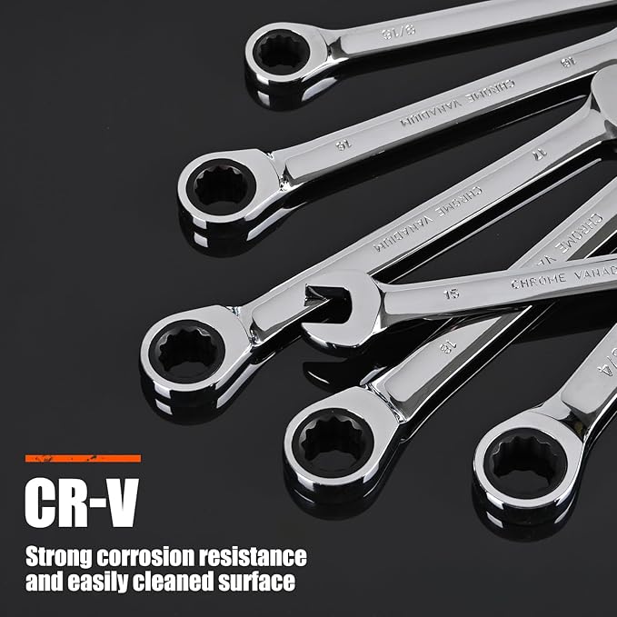 Egofine 11mm Ratcheting Combination Wrench Metric, Industrial Grade Gear Spanner with 12-Point Design, 72-Tooth Ratchet, Chrome Vanadium Steel
