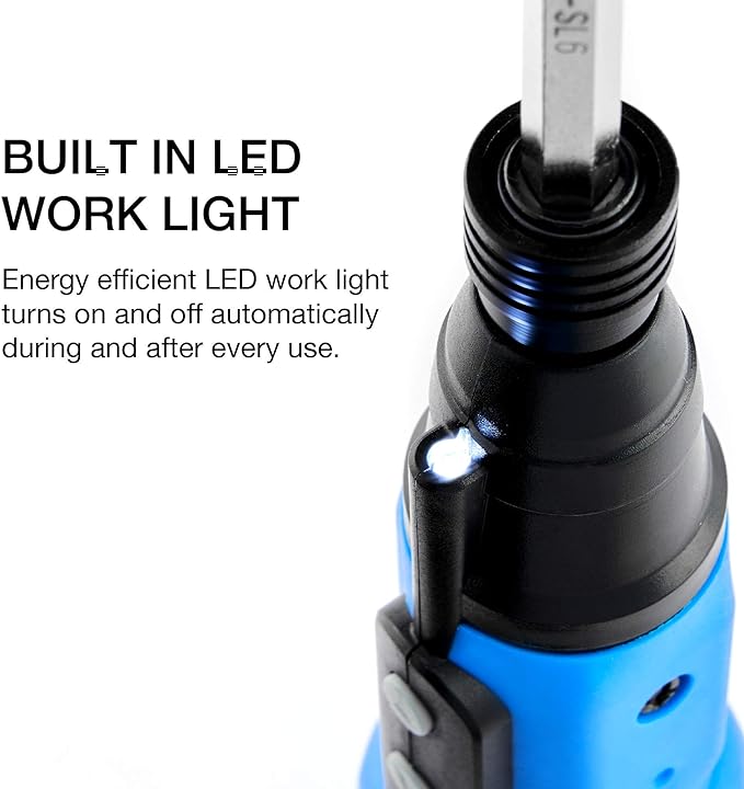 NEIKO 10577A Cordless Power Screwdriver | 1/4??Hex Auto-Lock Safety Chuck | Includes Phillips and Flathead Bit | USB Rechargeable Lithium-Ion Technology | Auto and Manual Mode