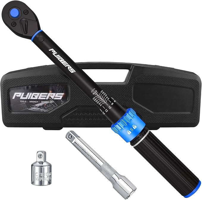 3/8" Drive Inch Pound Torque Wrench 20-240 in.lb, 짹3% Accuracy, Dual-Direction 72-Tooth Small Torque Wrench Set with Extension Bar 3/8" Adapter for Bike Motorcycle Car Maintenance