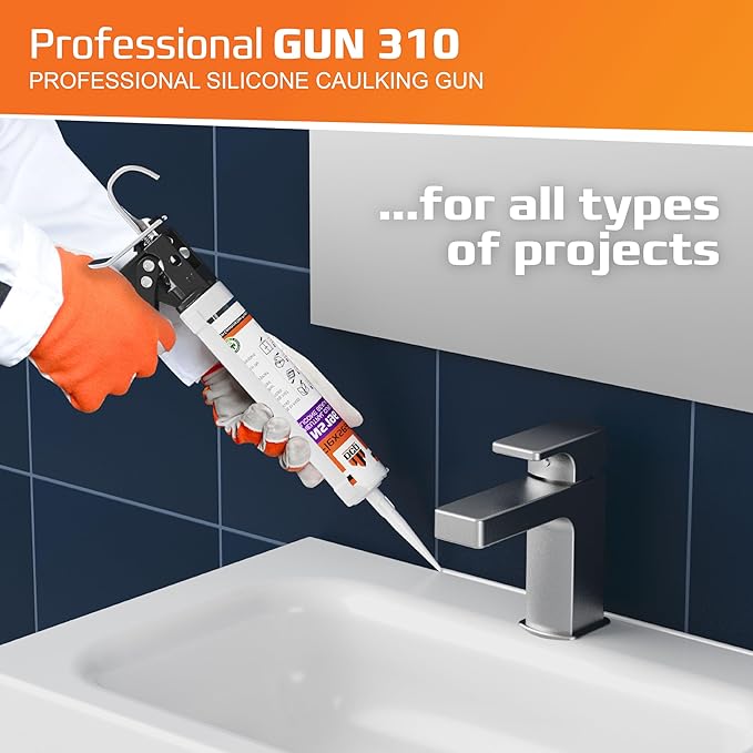 DCP Professional Gun 310 Caulking Gun 10 fl.oz. ??Manual Tool for Silicone, Polyurethane, Acrylic, 12:1 Thrust Ratio