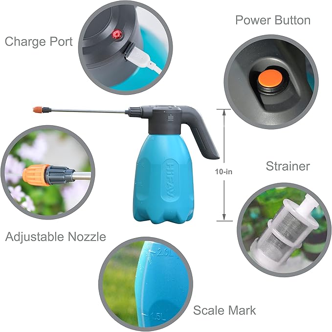 ES2-PRO Electric Spray Bottle 2L/0.5Gallon, Rechargeable Battery Powered Sprayer Spray 60 Bottles On a Single Charge, Automatic Plant Mister竊똏ump Sprayer,Indoor Watering Can for Plants