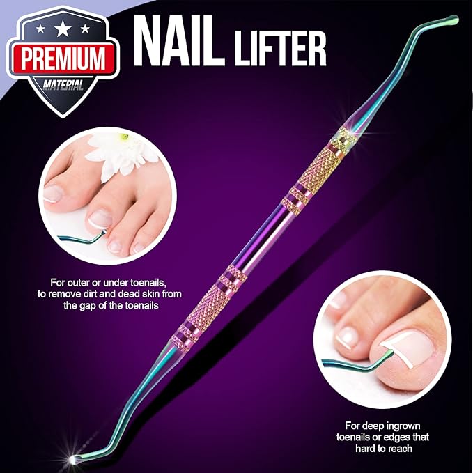 FANDAMEI Cuticle Kit, 4 PCS Nail Care Kit, Manicure Pedicure Tools, Nail Cuticle Nippers, Ingrown Toenail Tools Kit, Toenail File and Lifters Stainless Steel, Nail Lifter, Nail Cuticle Pusher