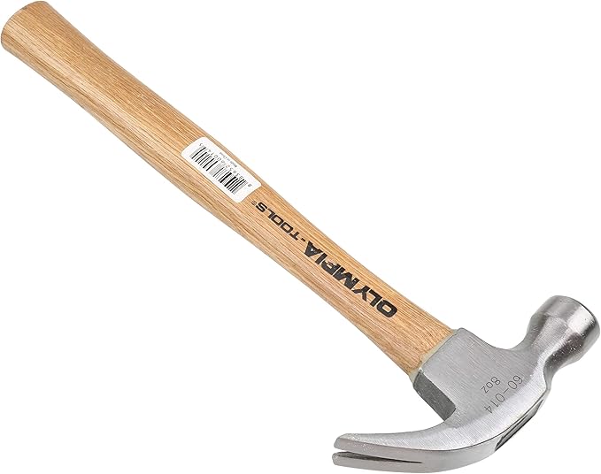 Olympia Tools Claw Hammer, 60-014, 8 Ounce,Silver