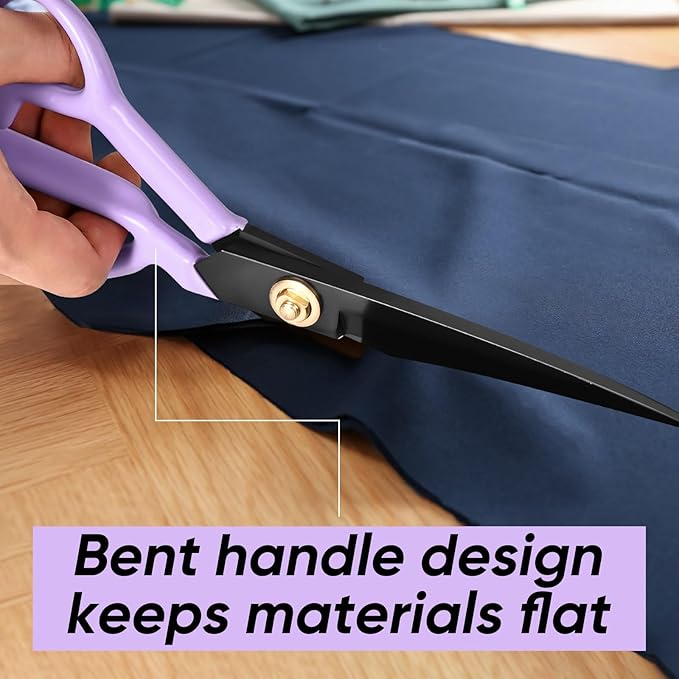 Professional Tailor Scissors Heavy Duty - Multi-Purpose Sewing Fabric Scissors for Leather Cutting Industrial Sharp Shears Home Office Arts, and Crafts (10 Inch) Purple