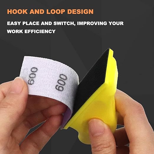 70 PCS Hand Sander Kit, 3.5??X 1?쒶icro Sander Finger Sander Small Sanding Tool for Tight Narrow Spaces, 80 120 180 240 320 400 600 Grit Wet Dry Hook & Loop Sandpaper for Crafts, Wood Projects, Metal