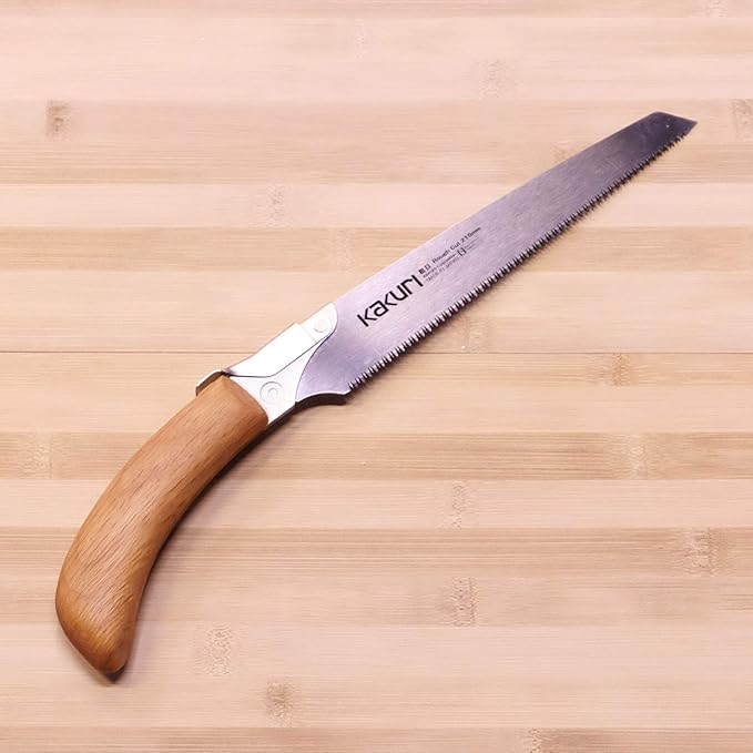 KAKURI Japanese Pull Saw Rough Cut 8.2" for Woodworking - Professional Handsaw for Fast Wood Cutting - Red Oak Handle with Oil Finish - Tool-Free Blade Replacement - Made in Japan