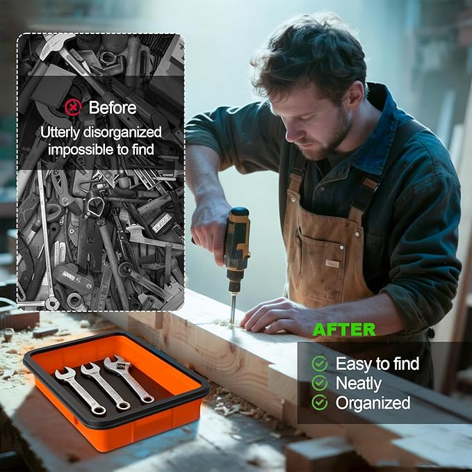 Foldable Magnetic Parts Organizer: 3 Heavy-Duty Foldable Trays, Bolts, Nuts, Washers & Small Metal Tools