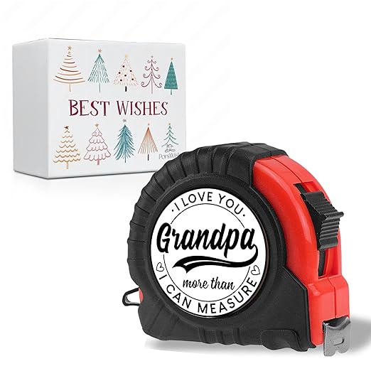 Grandpa Gifts - Grandpa Birthday Gifts from Granddaughter, Grandson, Grandkids - Best Gifts for Great New Promoted to Grandpa - Woodworking Carpenter Measuring Tape