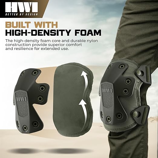HWI Gear Next Generation Knee Pad for Protection: Combat, Mechanics, Construction, Hunting, Landscaping, Outdoor Survival, Heavy Duty Industrial Grade, Adjustable
