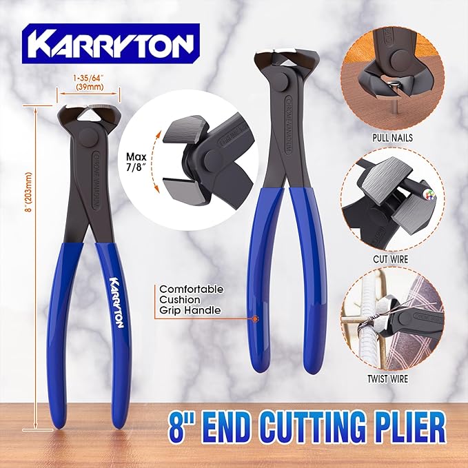 4-Piece Heavy-Duty Pry Bar Set ??12" & 10" Utility Claw Pry Bars, 15" Flat Pry Bar, 8" End Cutting Pliers | CR-V Steel Nail Puller Tool with Hammer-Function & Ergonomic Grip