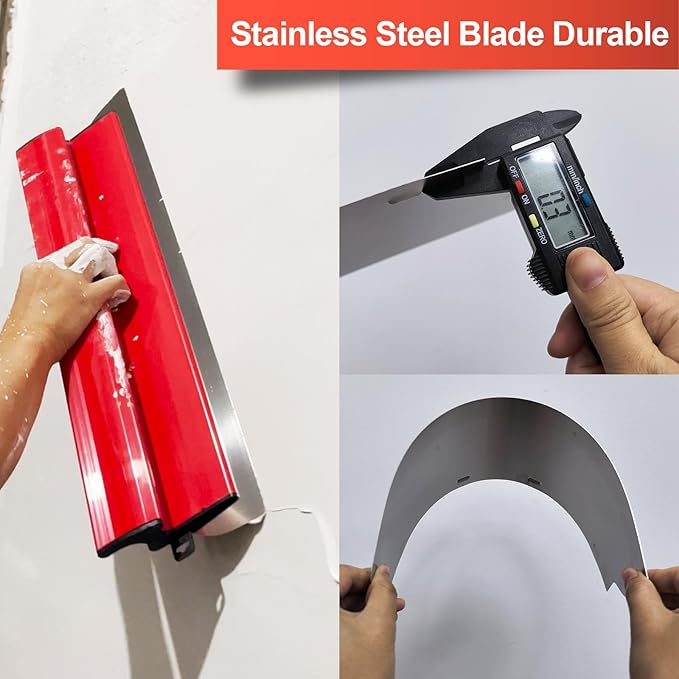 32??Drywall Skimming Blade, 2 PC 0.3mm Stainless Steel Skimming Blade, Drywall Smoothing Spatula Knife for Finishing Wall, Plaster, Wallboard