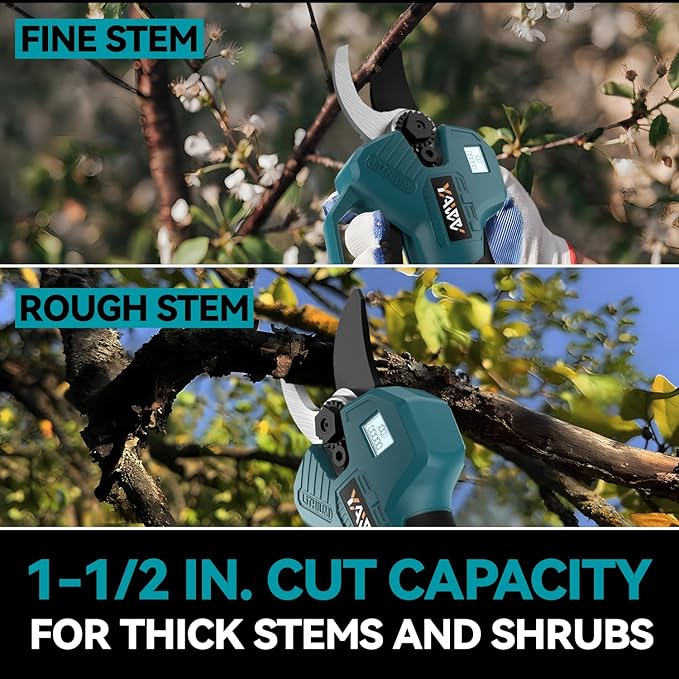 Brushless Electric Pruning Shears for Makita 18V Battery, Portable Cordless Pruning Shears with LCD Display竊냆K5 Blades, Adjustable Cutting Diameter 0.8-1.2 Inch for Gardening Tree Pruning(NO Battery)