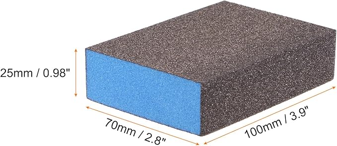 HARFINGTON 8pcs Sanding Sponge Blocks #80 (180-220 Grits) Wet/Dry Hand Sanding Sponges, 100x70x25mm Foam Sanding Block Pad for Polishing Kitchen Metal Wood Drywall Furniture, Brown&Blue