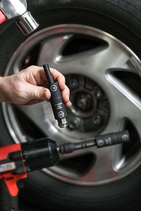 ARES 59065-6pc Half Size Lug Nut Flip Impact Socket Set - 1/2-Inch Drive ??Removes Bloated/Damaged Chrome Capped Lug Nuts ??Flip Sockets - Includes 5-Inch Extension and Knockout Bar
