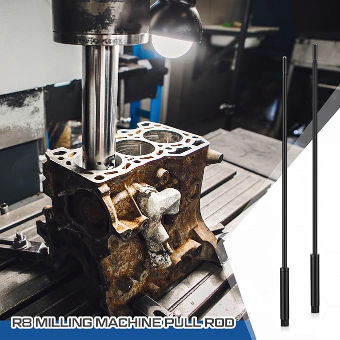 Zonon 2 Pack Milling Machine Pull Rod Compatible with R8, 7/16 Thread Draw Bar Overall Drawbar Compatible with Bridgeport Milling Machine Part