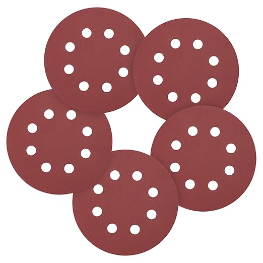 25 Pack 5 Inch Sanding Disc 1000 Grit 8 Hole Round Hook and Loop Sandpapers Fit for Orbital Sander Automotive or Cars Repairing, Grinding or Polishing, Red