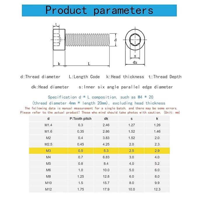 M3-0.5 x 25mm Socket Head Cap Screws Metric, Hex Socket Screw, Allen Socket Drive, 304 Stainless Steel (A2-70), Full Thread, Bright Finish, Machine Thread, DIN912,40 Pcs