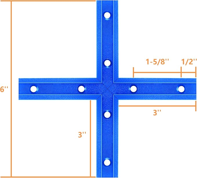 Bikykose 2 T-Tracks for Woodworking with Screws,Aluminum Alloy Woodworking Tools Double Cut Profile Universal T-Tracks with Predrilled Mounting Holes (Intersection - 2Pack)