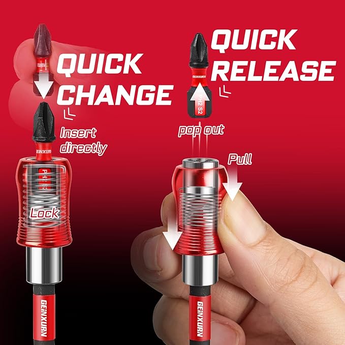 4??Impact Screwdriver Bit Holders, 8PC Magnetic Extension Quick-Change Socket Drill Bit Holder Cr-V SteelHex Shank Quick Release Drill Bit Guide