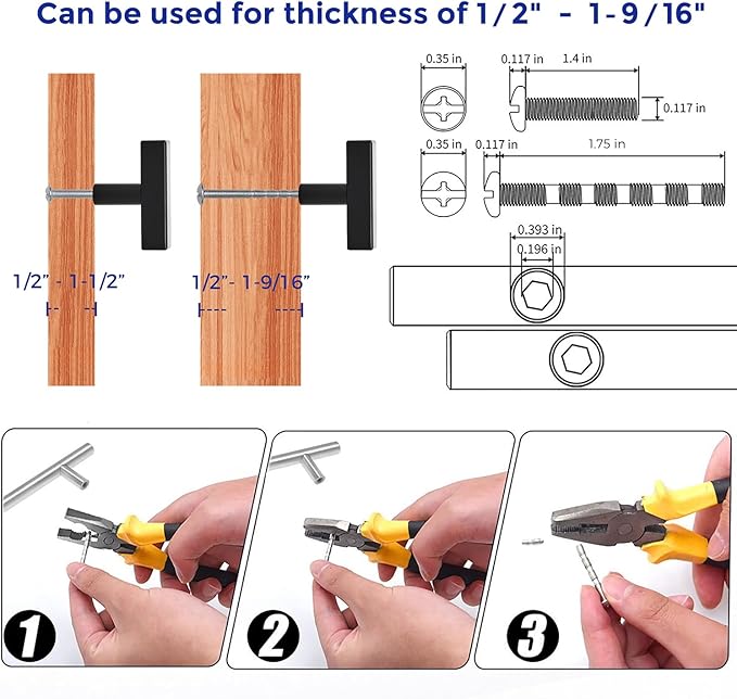 Ravinte 10 Pack Cabinet Knobs Black Cabinet Pulls 2 Inch Matte Black Cabinet Handles Single Hole Square T Knobs for Kitchen Cabinet Handles Black Drawer Knobs Handles with Mounting Template