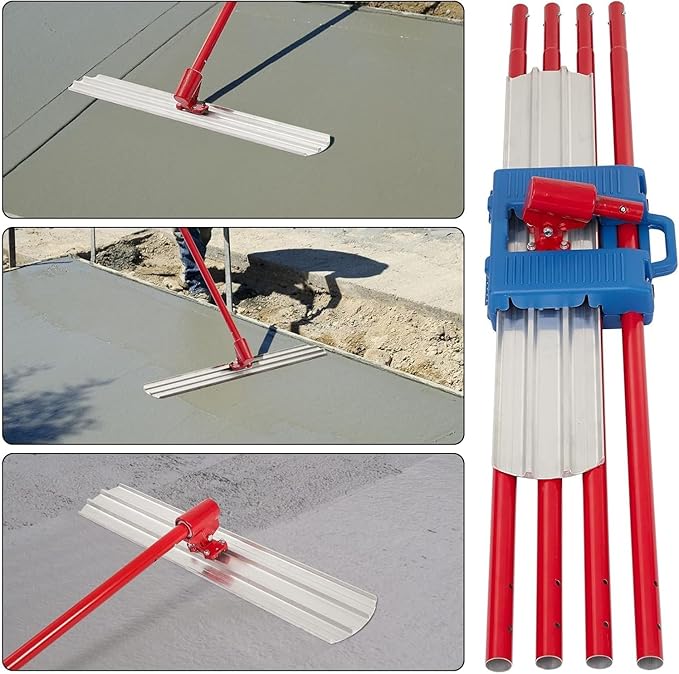 36"x8" Bull Float Kit, Aluminum Magnesium Alloy Concrete Float with Adjustable Bracket, 4 Handles & Carrying Case, Round End Finishing Tool Cement Tool