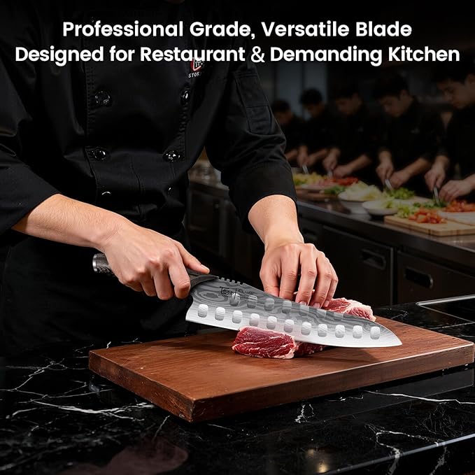 Gyutou Chef Knife, 9.5 Inch Japanese Style Multi-purpose Kitchen Knife, Ultra Sharp Durable Professional-grade for Slicing, Chopping, Dicing, Ergonomic Anti-slip Handle, Trusted by chefs