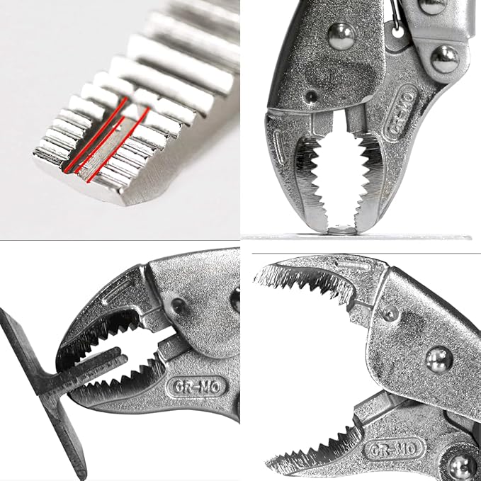 VAMPLIERS 7.5" Vise Grip Heavy Duty Locking Pliers with Screw Extractor Curved Jaws. Professional Grade. Secure Hold, Quick Release. Grip & Remove Stripped/Stuck Screws in seconds.