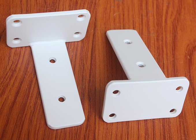 6 Pack - 4 inch White Hidden L Shelf Bracket (1/5 Inch Thicked) Iron Floating Shelf Brackets Rustic Industrial Metal Brackets for Shelf Support