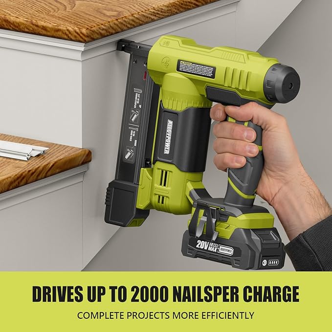 ALLOYPOWER 2 in 1 Cordless Brad Nailer/Electric Stapler with 2.0Ah Battery and Charger,1000pcs Nails and 500pcs Staples Included for Home Improvement & Woodworking