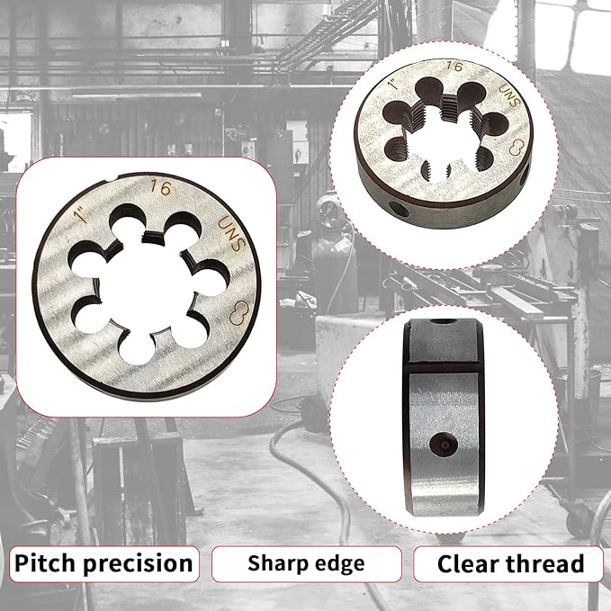 Lzcdelyxiao 1"-16 Die UNC 1"-16 TPI Right Hand Nominal Diameter 1" Thread Per Inch 16 Fin Thread Tolerance Grade 2B Right Hand Thread High Speed Steel HSS