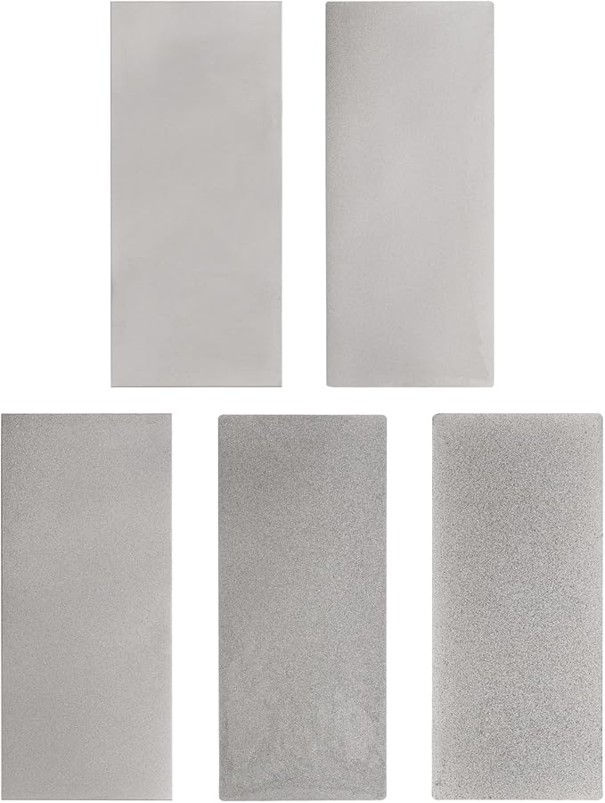 HARFINGTON 5pcs Diamond Sharpening Stone Set 80/150/400/800/1500 Grit Knife Sharpening Stone Surface Plate for knives Scissors Kitchen Tools, Silver Tone