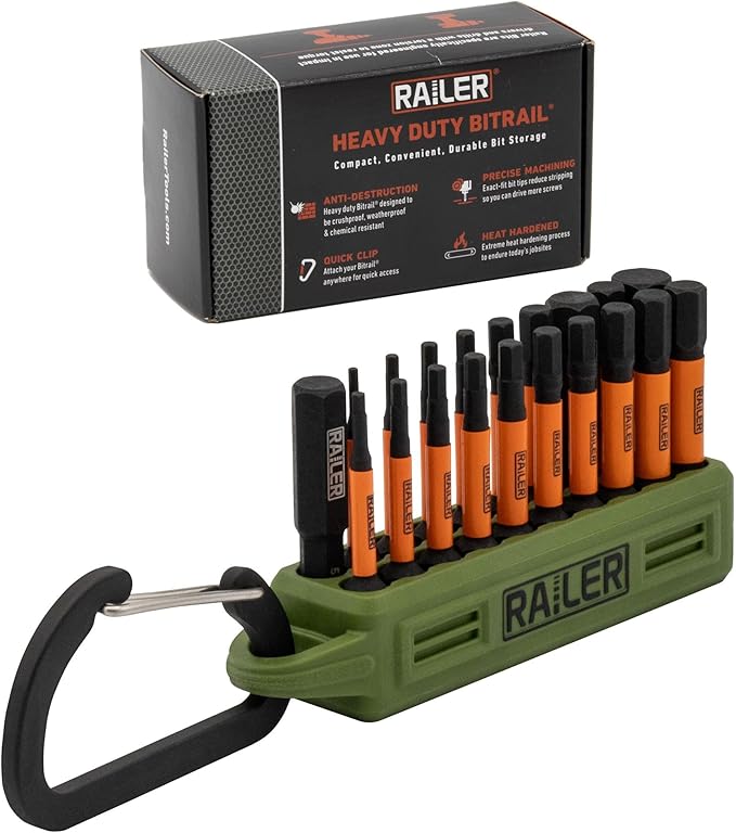 Allen Wrench Hex Bit Set - Railer 2 Inch Impact Driver 20pc Hex Bit Set With A Bit Holder & Carabiner. Premium S2 Steel, Ideal For Furniture Screws