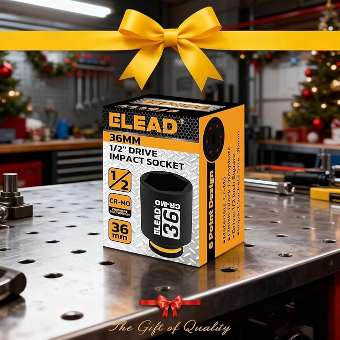 ELEAD 1/2" Drive Deep Impact Socket, 36 mm Metric 6 Point 1/2-inch Drive Impact Axle Nut Sockets, CR-MO Nut Socket Set, Oil Filter Sockets, Tools for Easy Removal of Axle Shaft Nuts