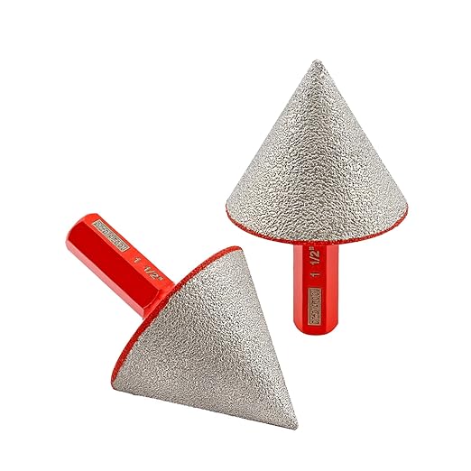 DT-DIATOOL Diamond Beveling Chamfer Bit 1-1/2 Inch with Hex Shank, 2-Pack for Tile Porcelain Ceramic Granite Marble Existing Holes Enlarging Polishing Shaping Trimming Repairing