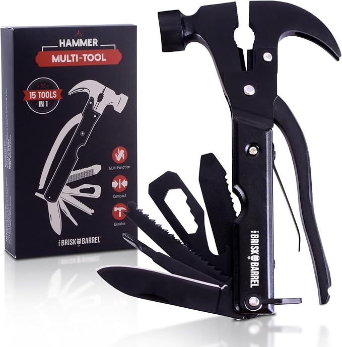 Hammer Multitool 15 in 1 - Multitool for Men. Compact Camping Multi Tool. Backpacking & Camping. Survival and Emergency Tool. Christmas Day Gifts for Men, Dad. Pocket Tool