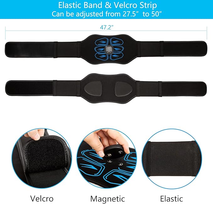 ABS Stimulator - EMS Muscle Stimulator, Ab Machine, Portable Abdominal Belt, Electronic Pulse Massager, Home Office Fitness Workout Equipment Blue