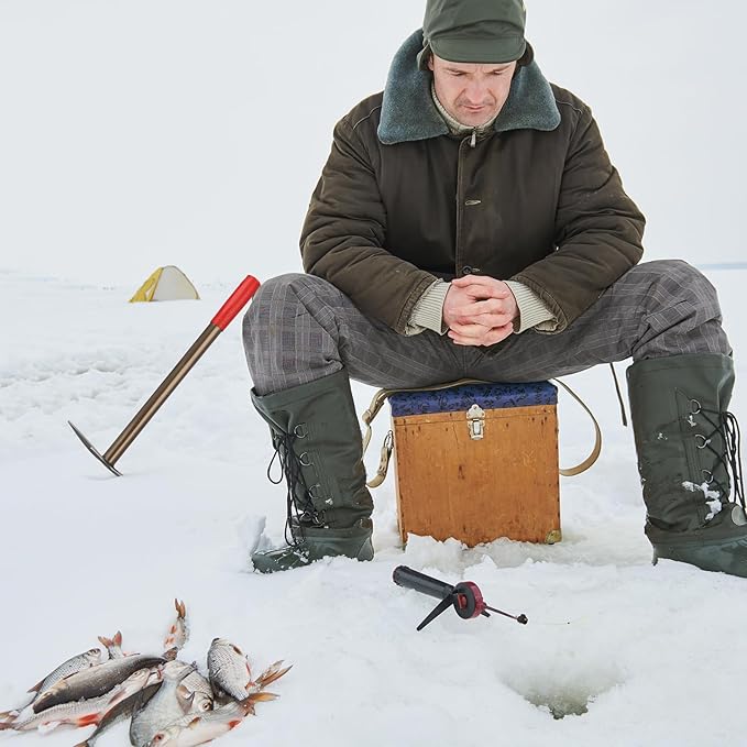 Pangda 16 Inch Heavy Duty Steel Chisel for Ice Fishing Double Head Long Chipper for Ice Fishing Drilling Outdoor Winter Rescue Breaking
